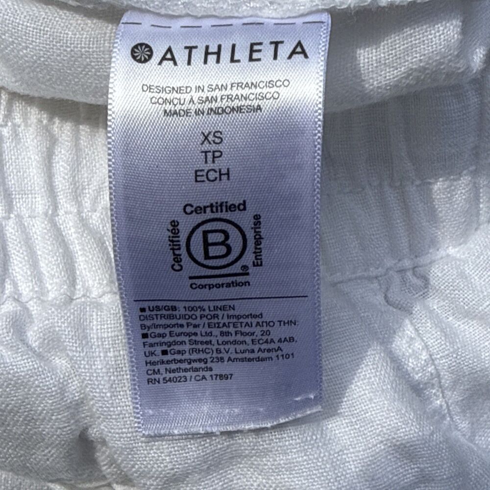 Athleta XS Retreat Linen High Rise Ankle Pants Relaxed White Summer Pants - Picture 5 of 13